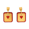 18K Hermes As De Celine Red Earrings