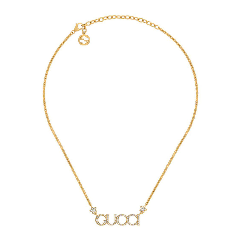 18K Gucci Double Embellished Script Letter Necklace