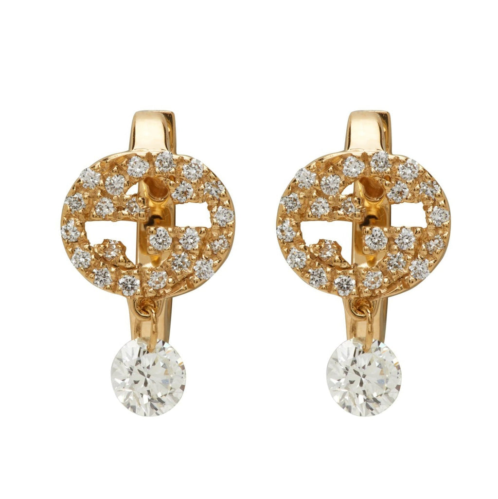 18K Gucci Double Interlocking Gucci Diamond Earrings