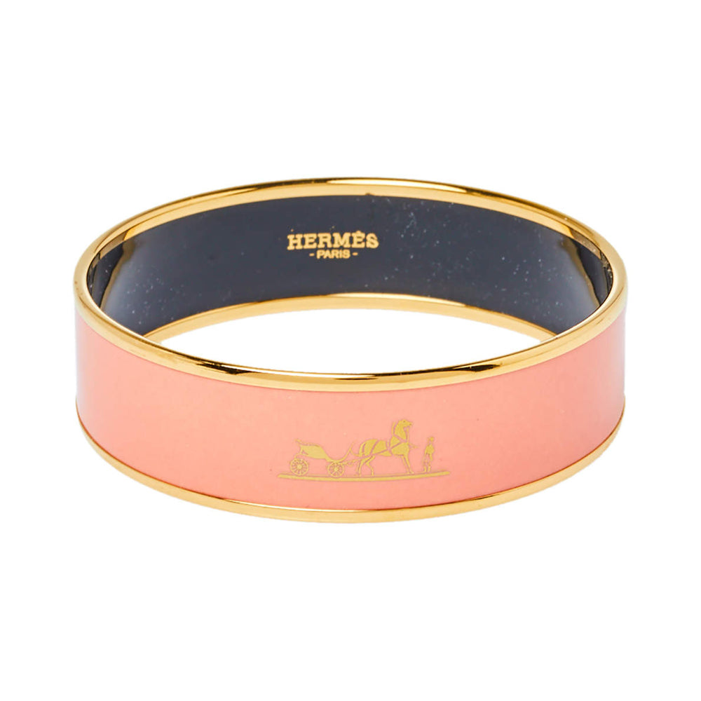 18K Hermes Enamel Cal ̈ ̈che Wide Bangle Bracelet