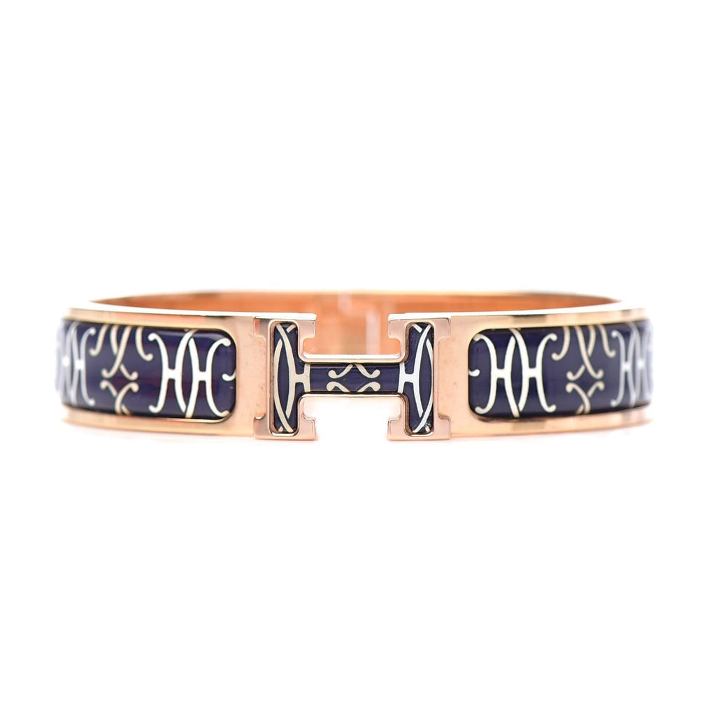 18K Hermes Clic H Lift Black Bracelet