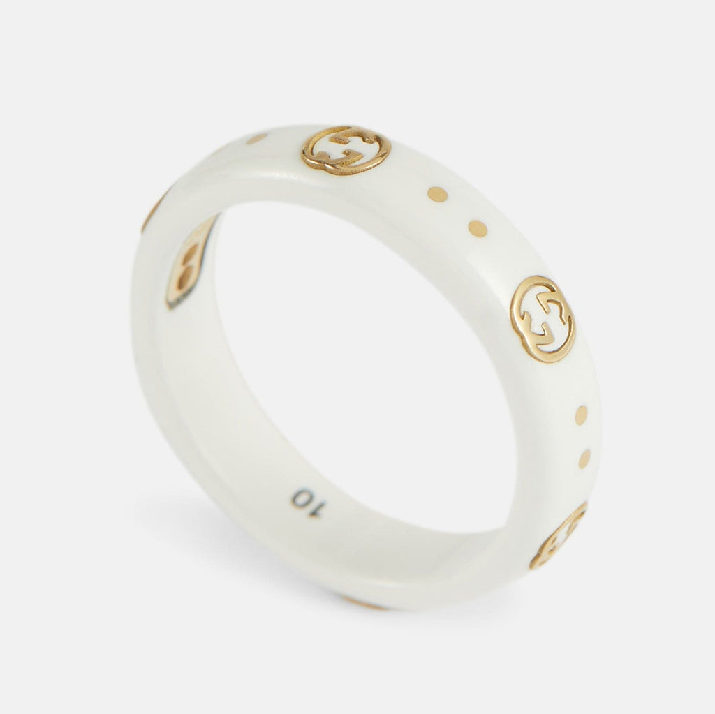 18K Gucci Double Icon White Zirconia Ring
