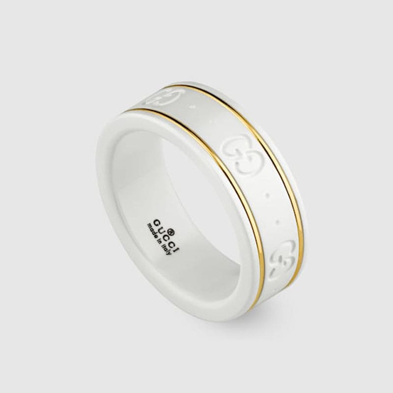18K Gucci Double Icon White Zirconia Ring