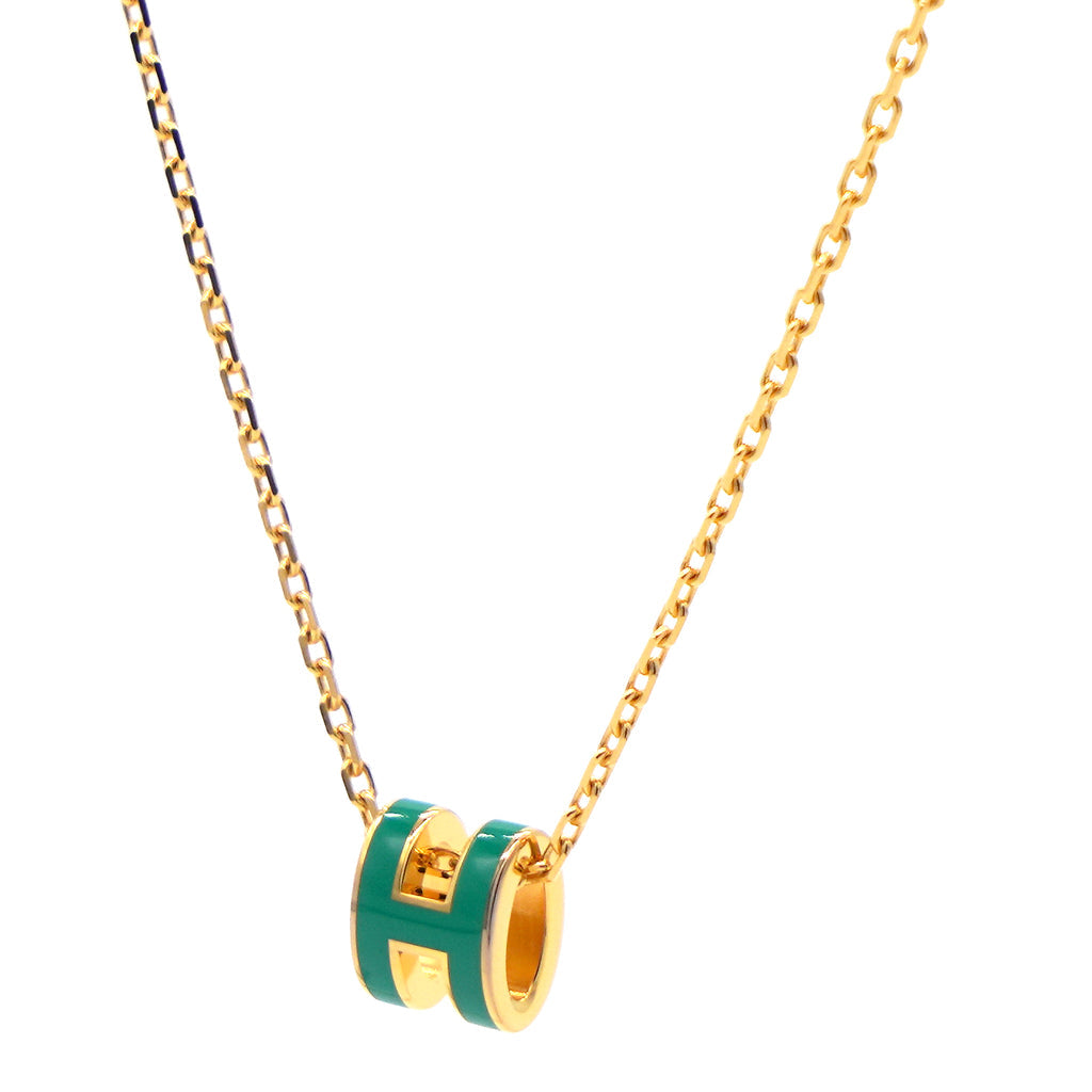 18K Hermes Mini Pop Green Necklace