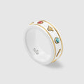 18K Gucci Double Icon With Gemstones White Zirconia Ring