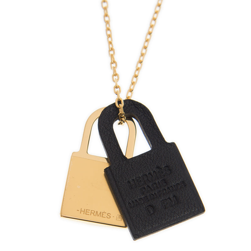 18K Hermes O'Kelly Black Pendant Necklace
