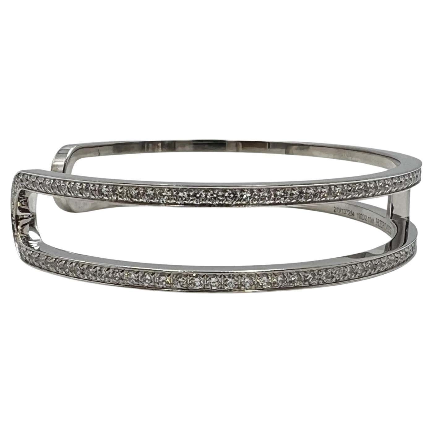18K Hermes Ever Chain D¡ ̄ancre Cuff Diamond Bracelet