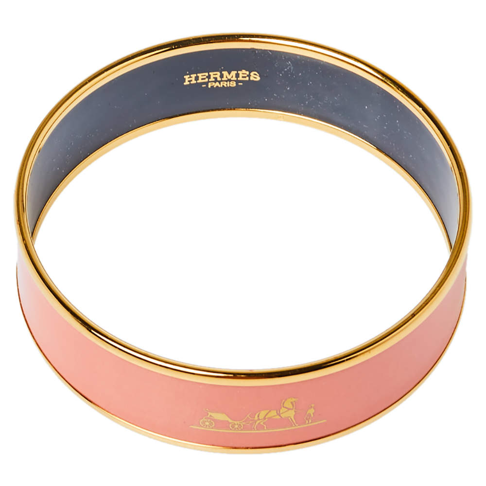 18K Hermes Enamel Cal ̈ ̈che Wide Bangle Bracelet