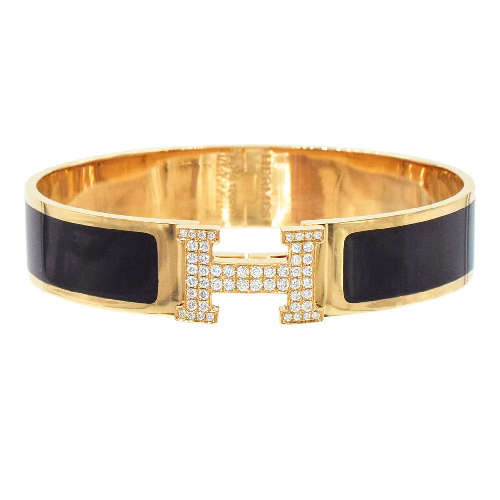 18K Hermes Clic Diamond Bracelet