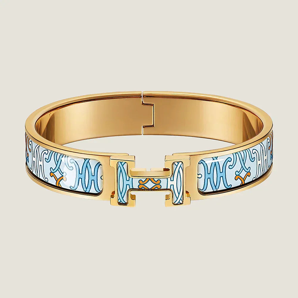 18K Hermes Clic H Lift Blue Bracelet