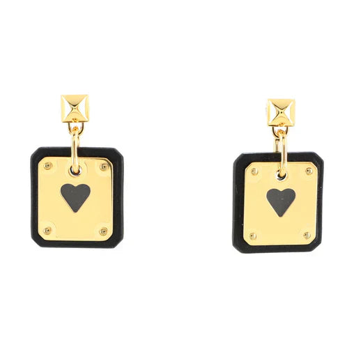 18K Hermes As De Celine Black Earrings