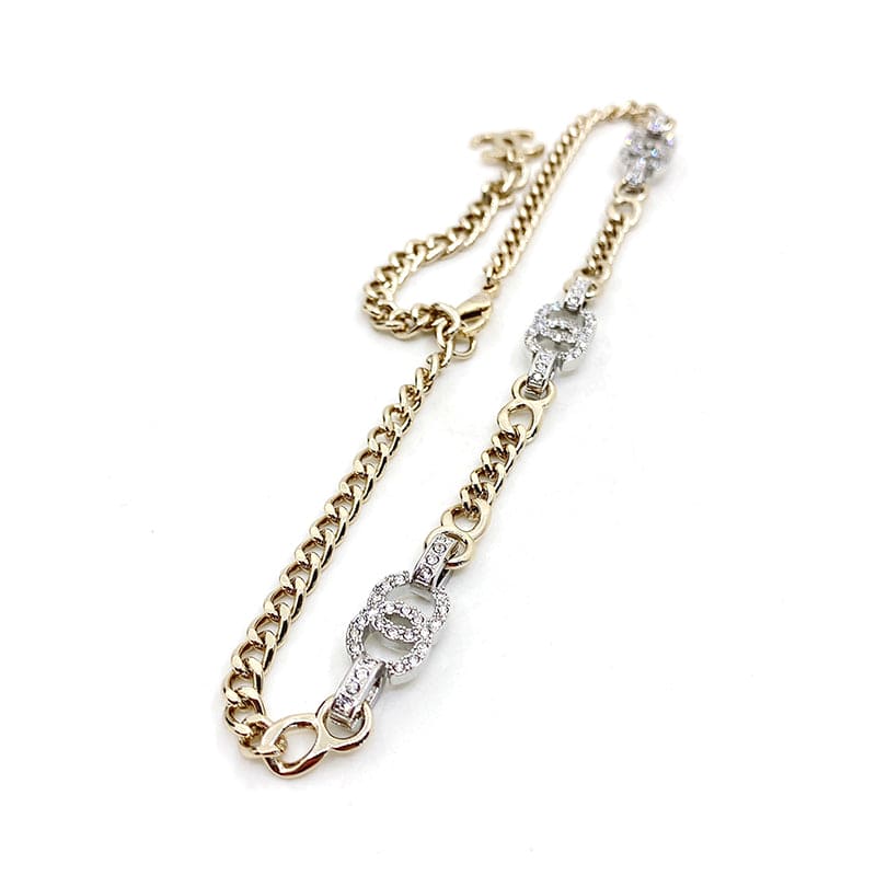 18K Chanel Crystal Chain Links Choker Necklace