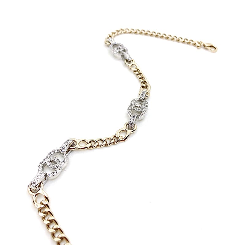 18K Chanel Crystal Chain Links Choker Necklace