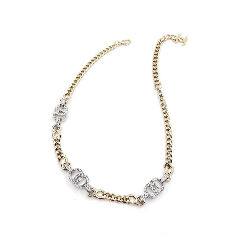 18K Chanel Crystal Chain Links Choker Necklace