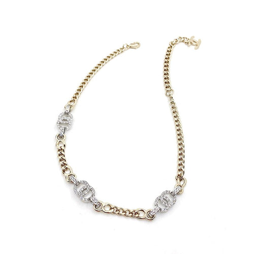 18K Chanel Crystal Chain Links Choker Necklace