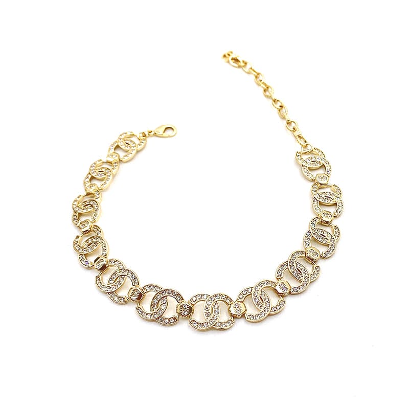 18K Chanel Rhinestone 2021 Interlocking Choker Necklace