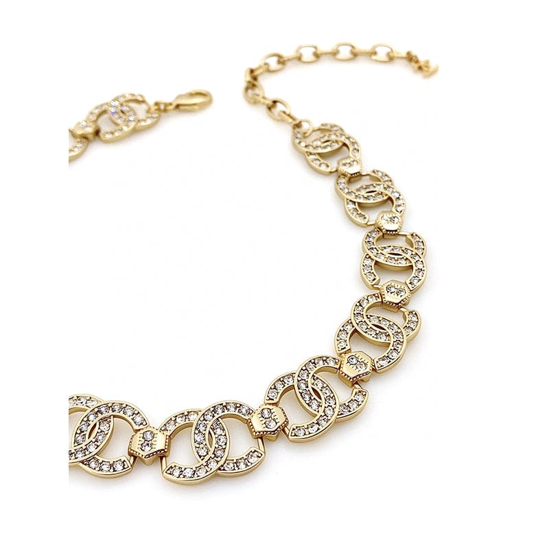 18K Chanel Rhinestone 2021 Interlocking Choker Necklace