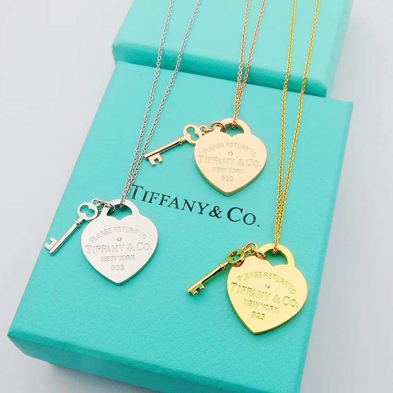 18K Tiffany Return to Heart & Key Necklace