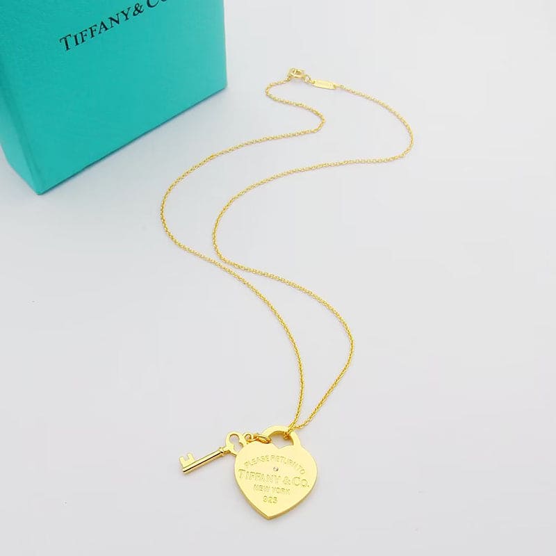 18K Tiffany Return to Heart & Key Necklace