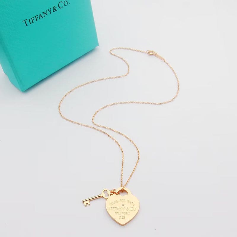 18K Tiffany Return to Heart & Key Necklace