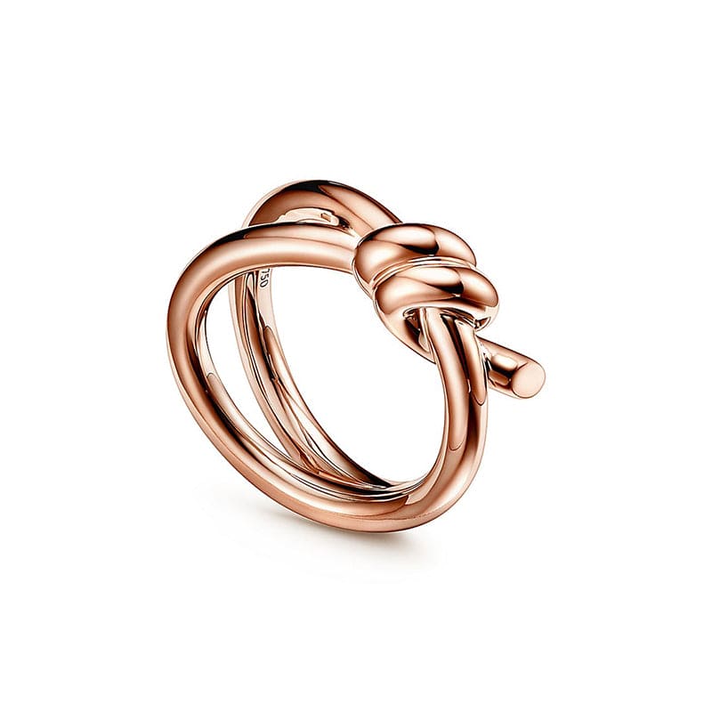 18K Tiffany Rose Gold Knot Double Row Ring