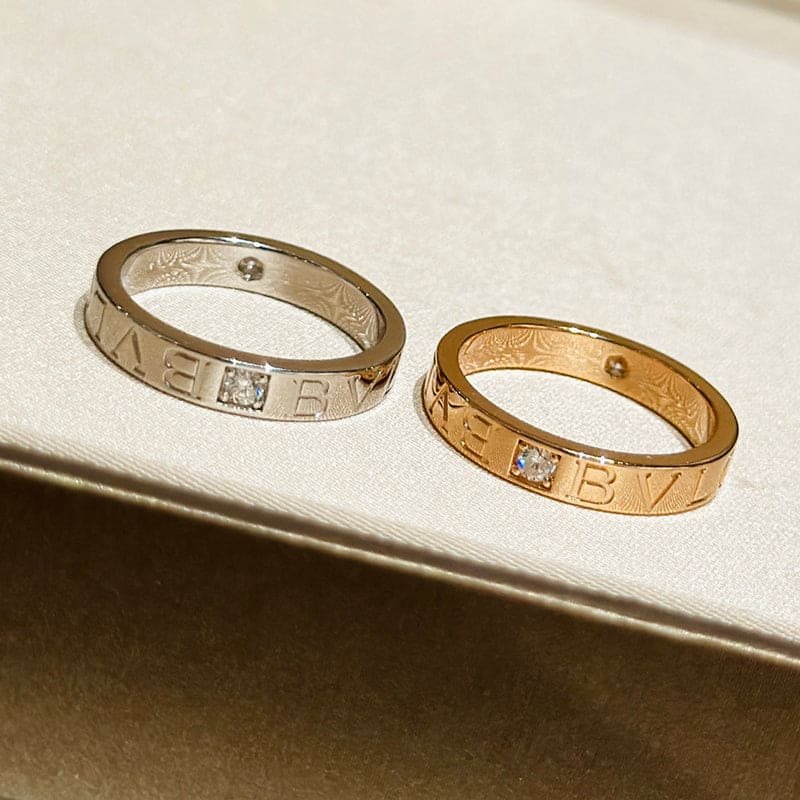18K Bvlgari Rose Gold Diamond Ring