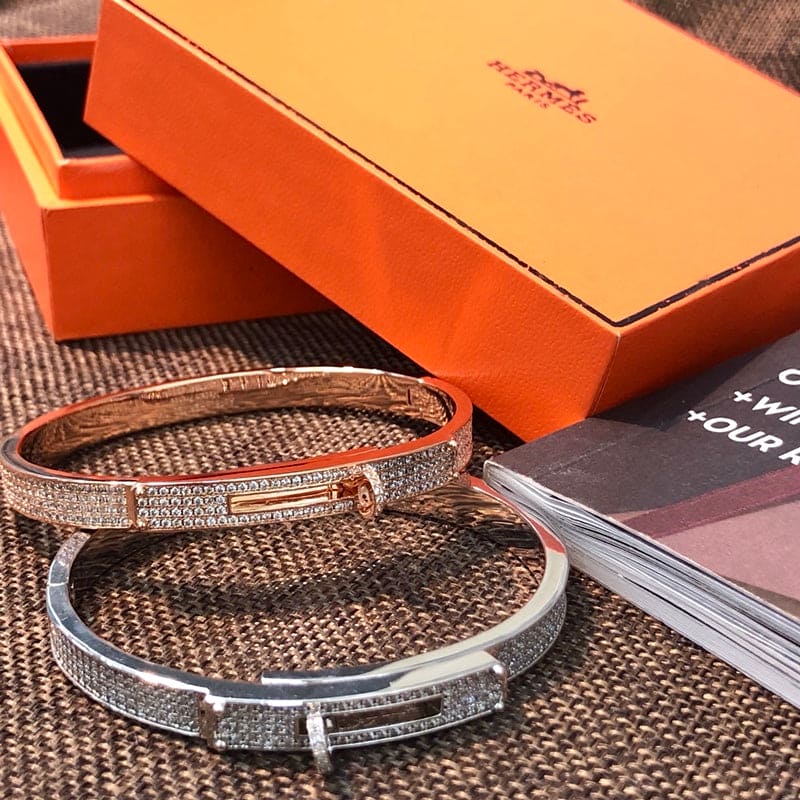 18K Hermes White Gold Kelly Diamonds Bracelet