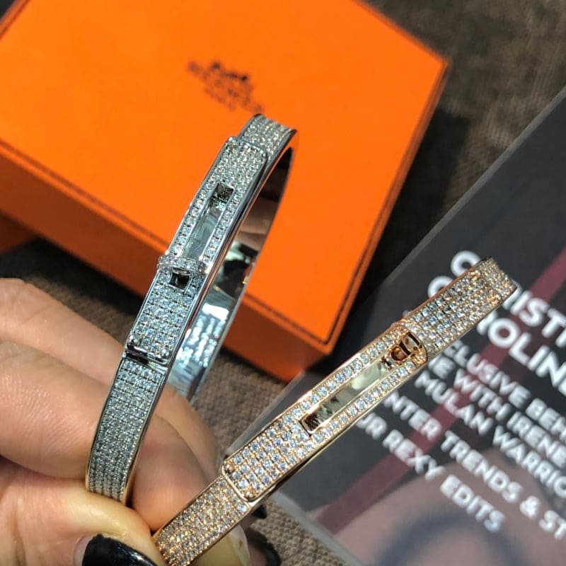 18K Hermes White Gold Kelly Diamonds Bracelet
