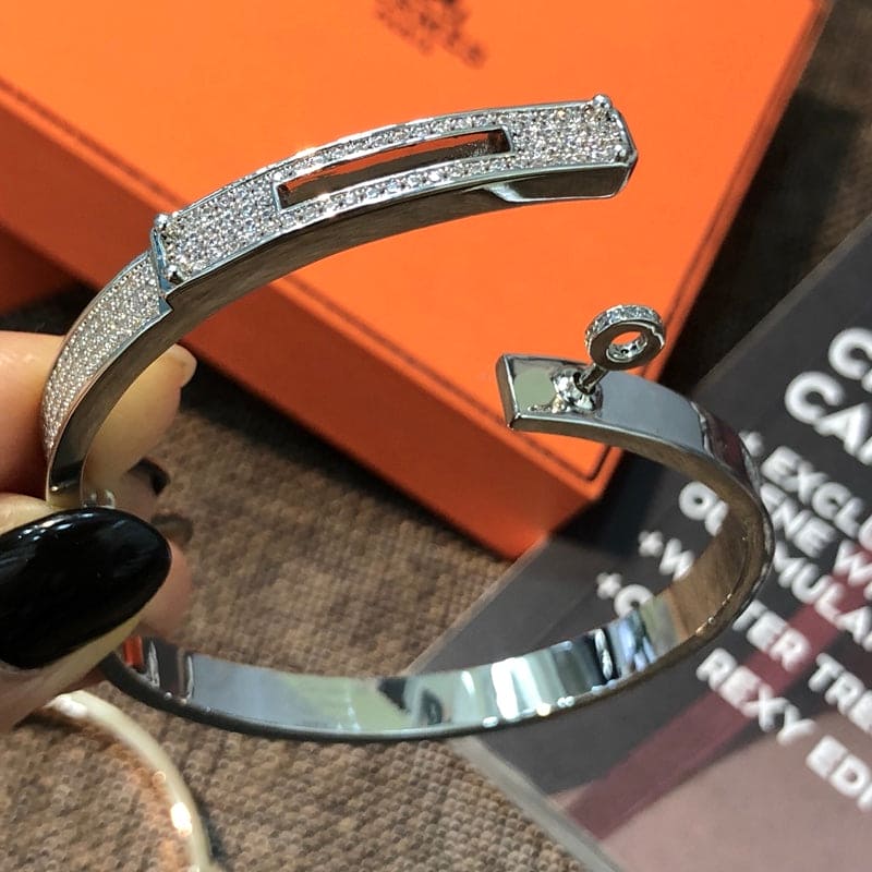 18K Hermes White Gold Kelly Diamonds Bracelet