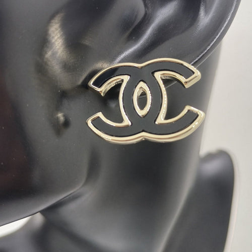 18K Chanel Black Earrings