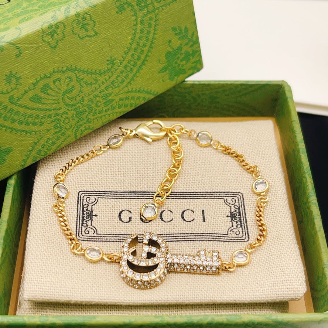 18K Gucci Double Crystal Key Bracelet