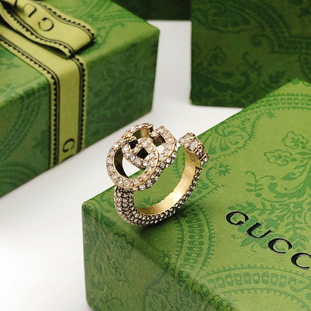 18K Gucci Double Crystal Ring