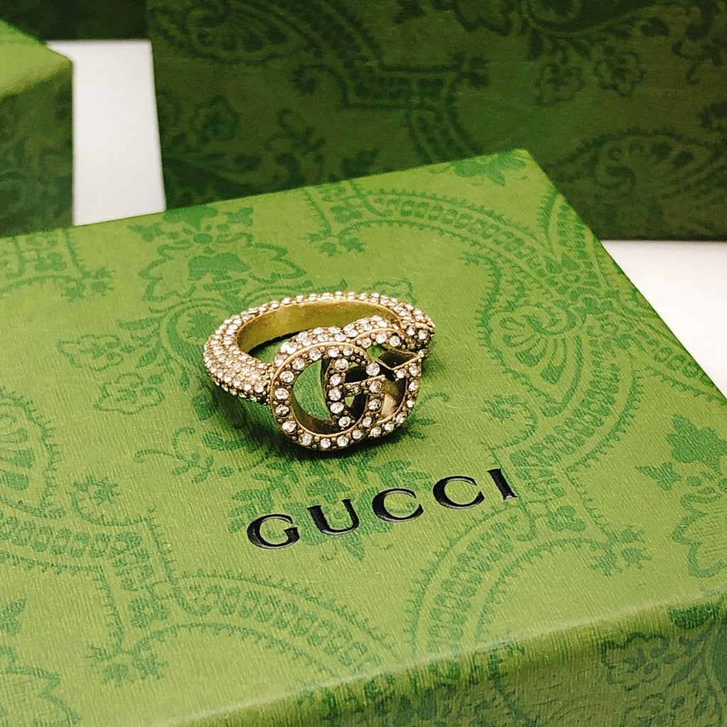 18K Gucci Double Crystal Ring