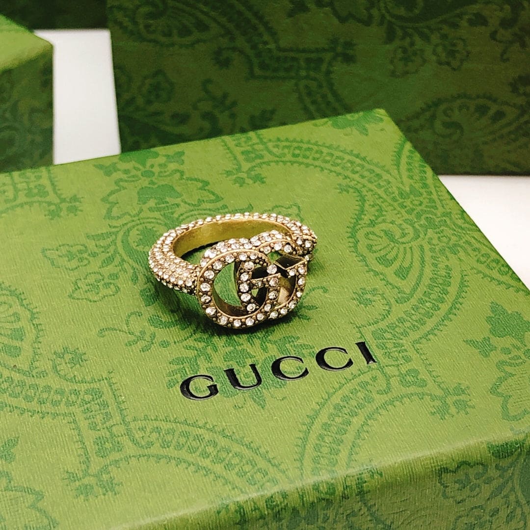 18K Gucci Double Crystal Ring
