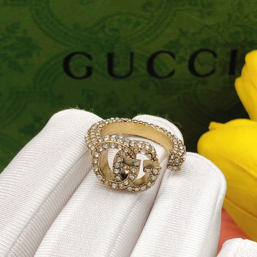18K Gucci Double Crystal Ring