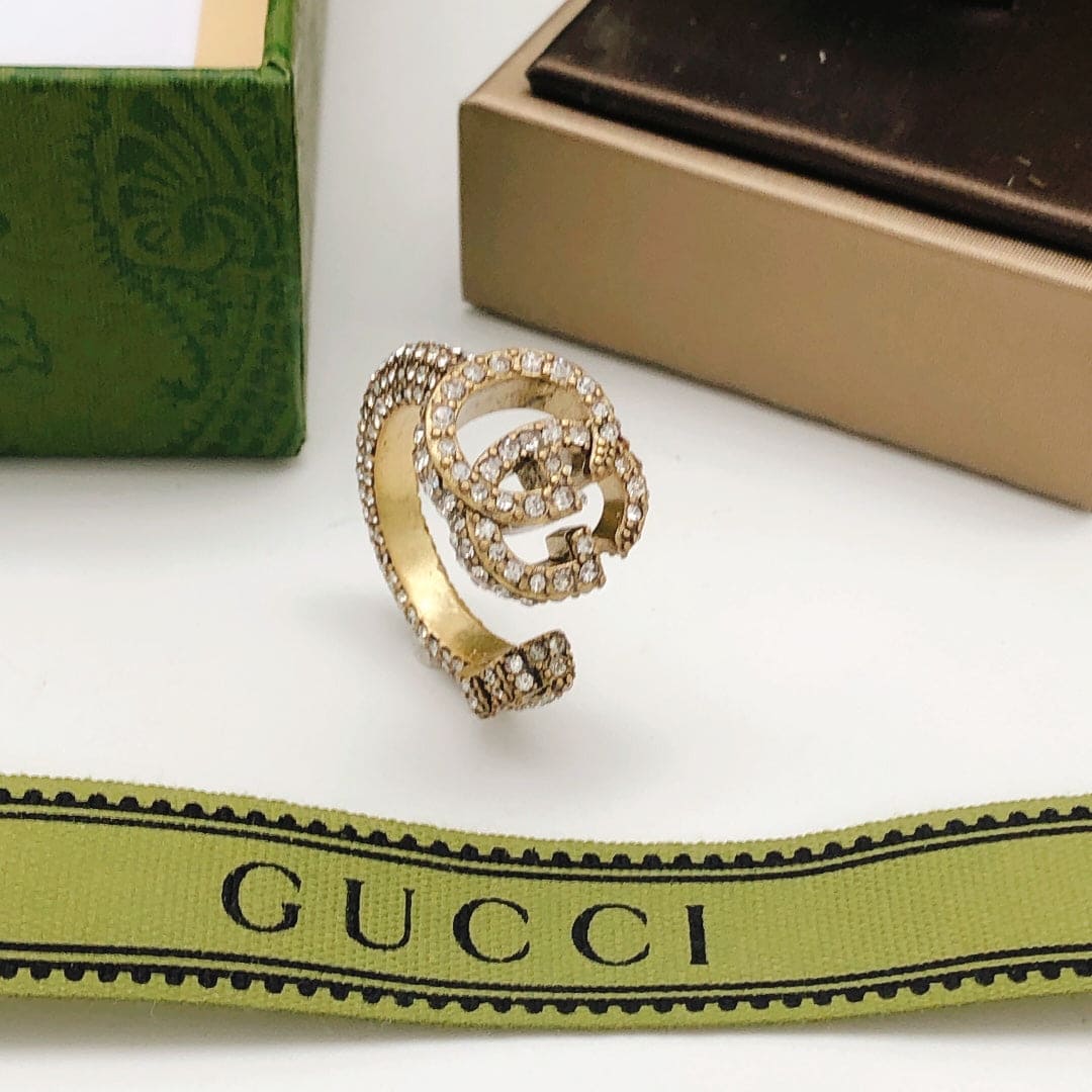 18K Gucci Double Crystal Ring
