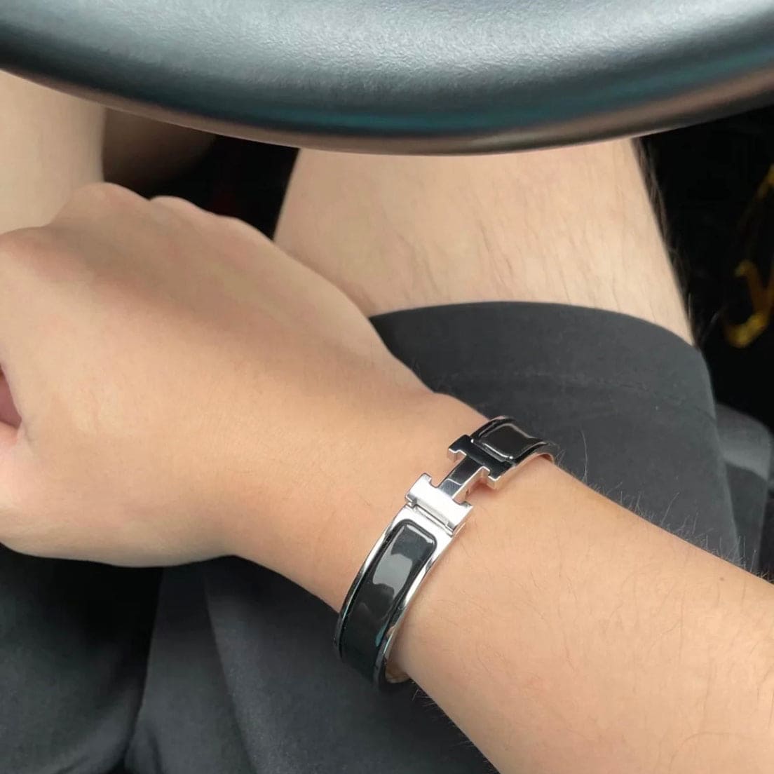 18K Hermes Clic Black Bracelet