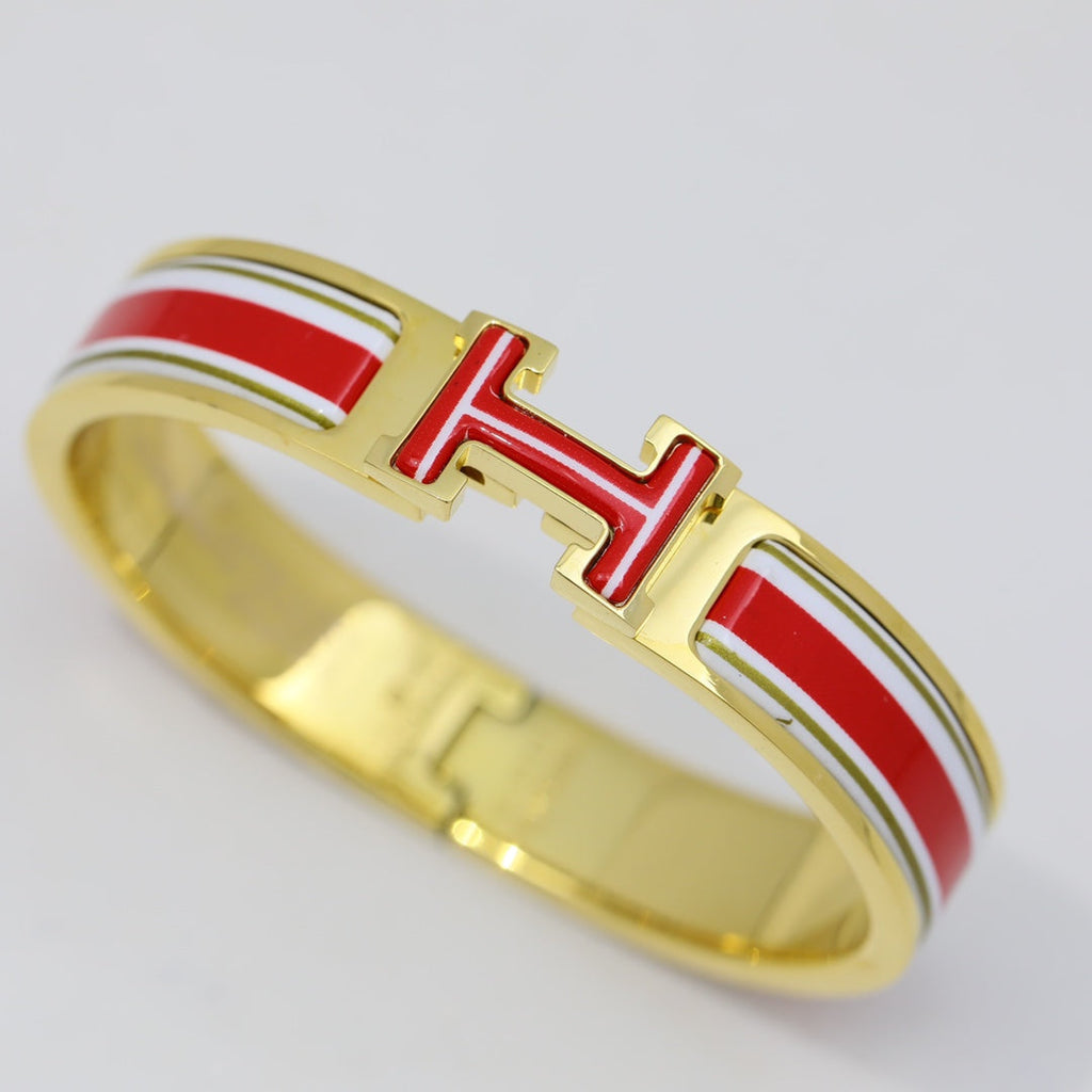 18K Hermes Clic Red & White Bracelet