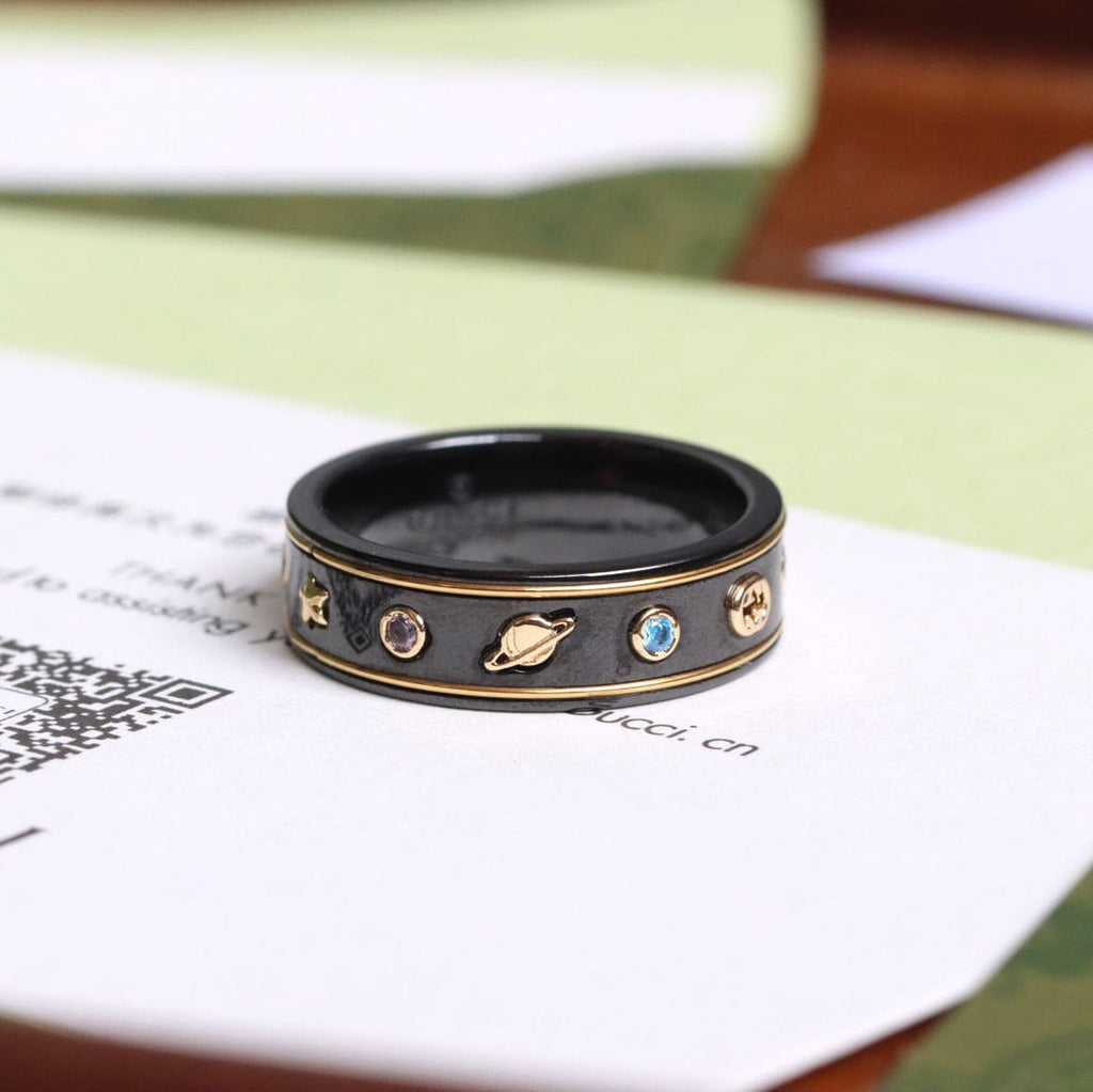 18K Gucci Double Icon With Gemstones Corundum Ring