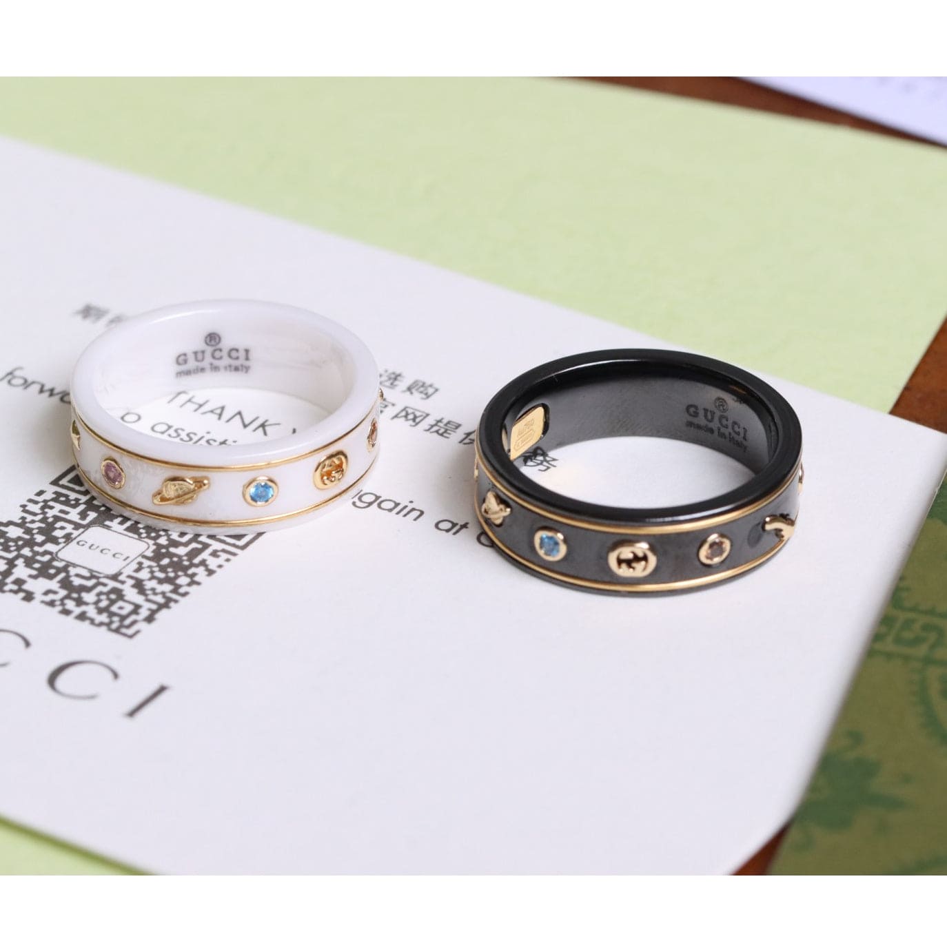 18K Gucci Double Icon With Gemstones Corundum Ring