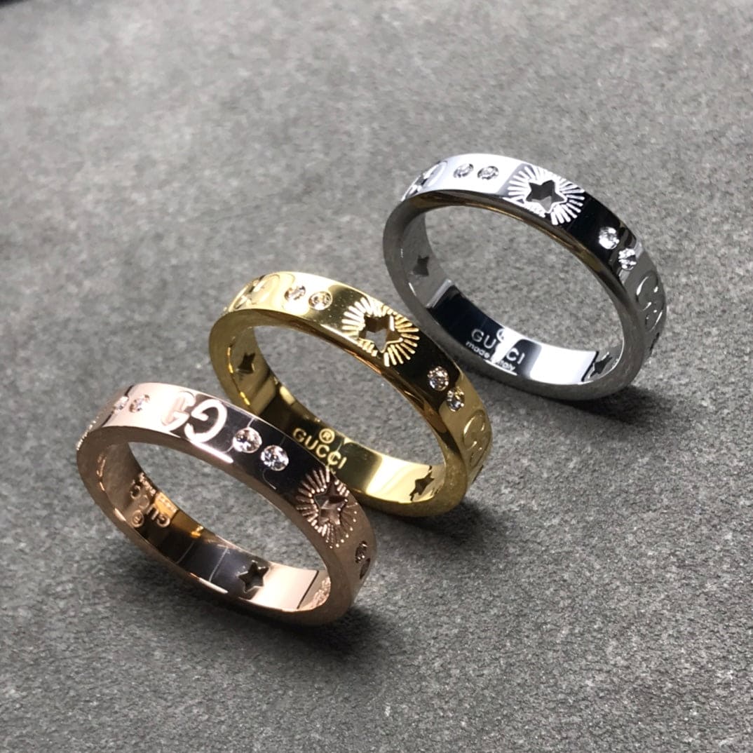 18K Gucci Double Icon Diamonds White Gold Ring