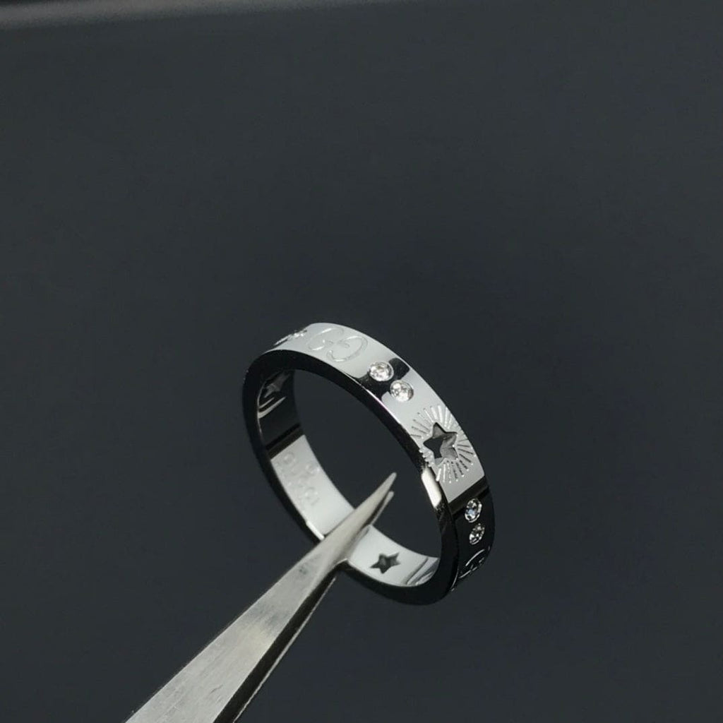 18K Gucci Double Icon Diamonds White Gold Ring