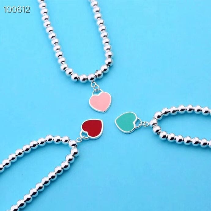 18K Tiffany Return to Blue Heart Tag Bead Bracelet