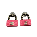18K Chanel Classic Pink Bag Earrings