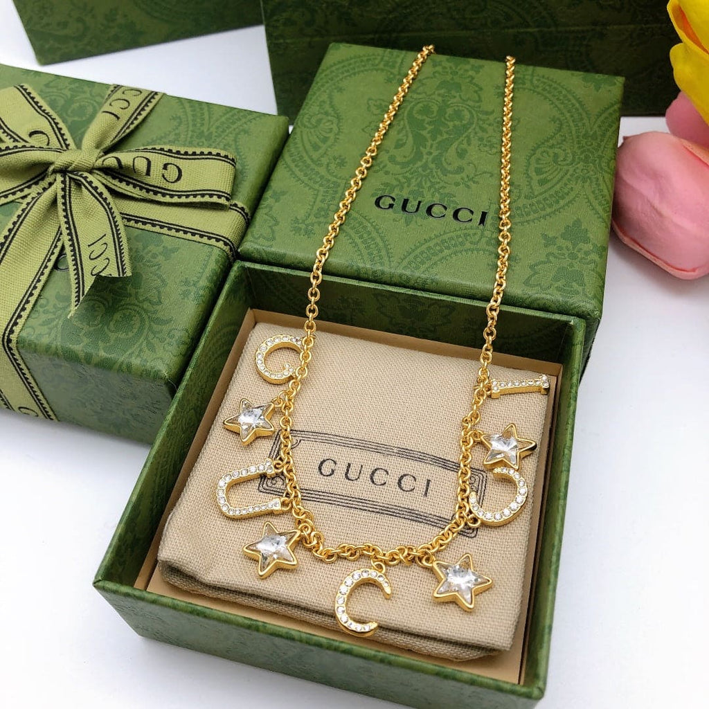 18K Gucci Double Script Necklace