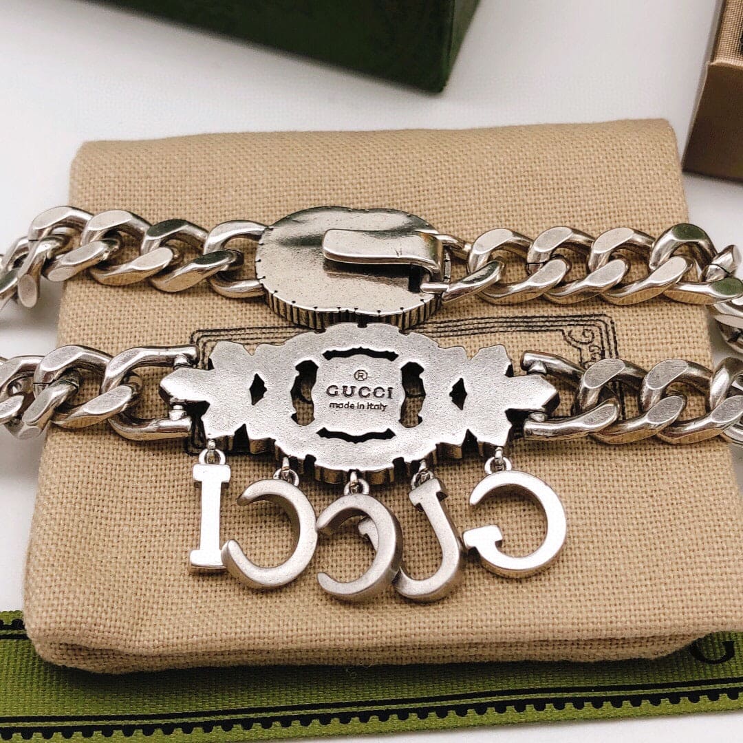 18K Gucci Double Script Diamonds Necklace