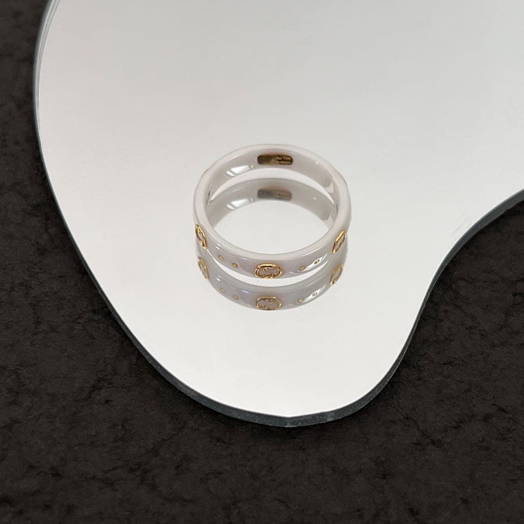 18K Gucci Double Icon White Zirconia Ring