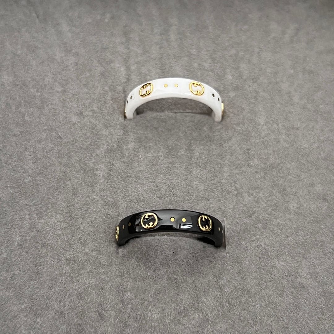 18K Gucci Double Icon White Zirconia Ring