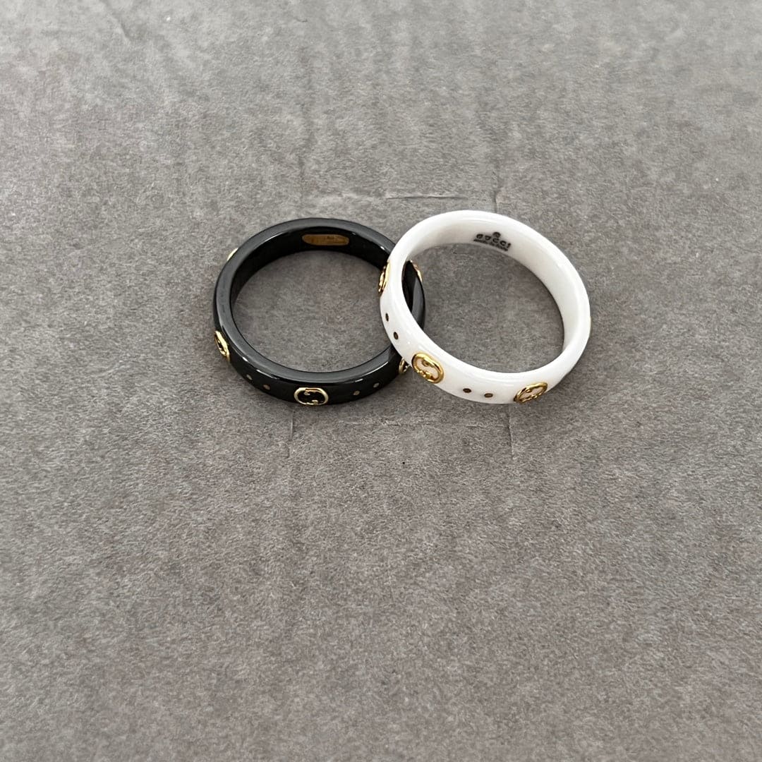 18K Gucci Double Icon White Zirconia Ring