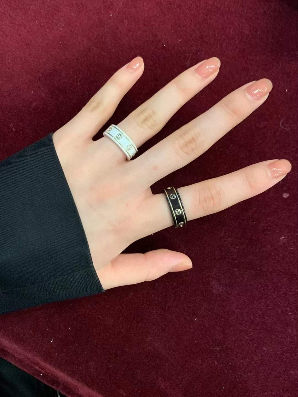 18K Gucci Double Interlocking Gucci Icon White Zirconia Ring